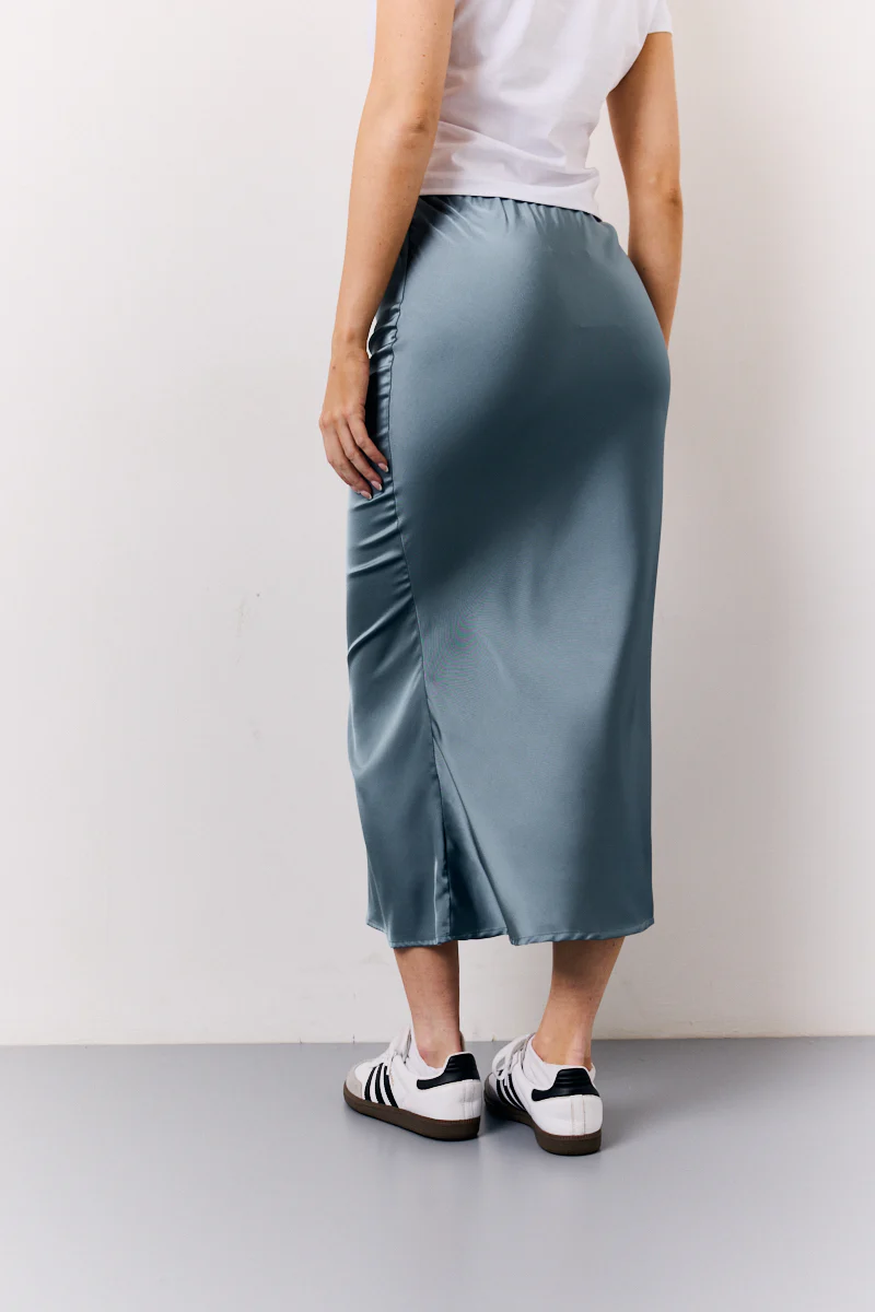 Petrol Blue Satin Midaxi Skirt - Image 4