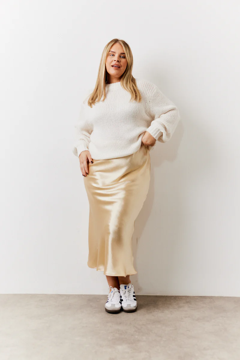 Gold Satin Midi Skirt - Image 5