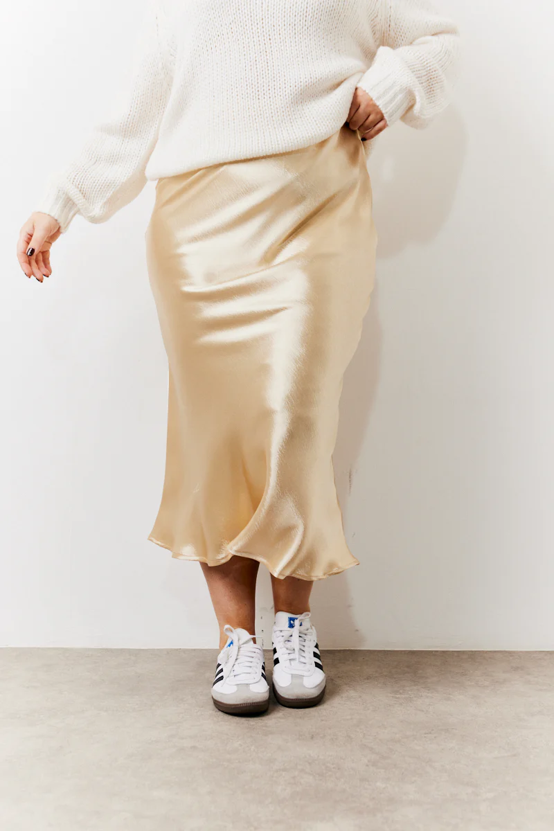 Gold Satin Midi Skirt - Image 6