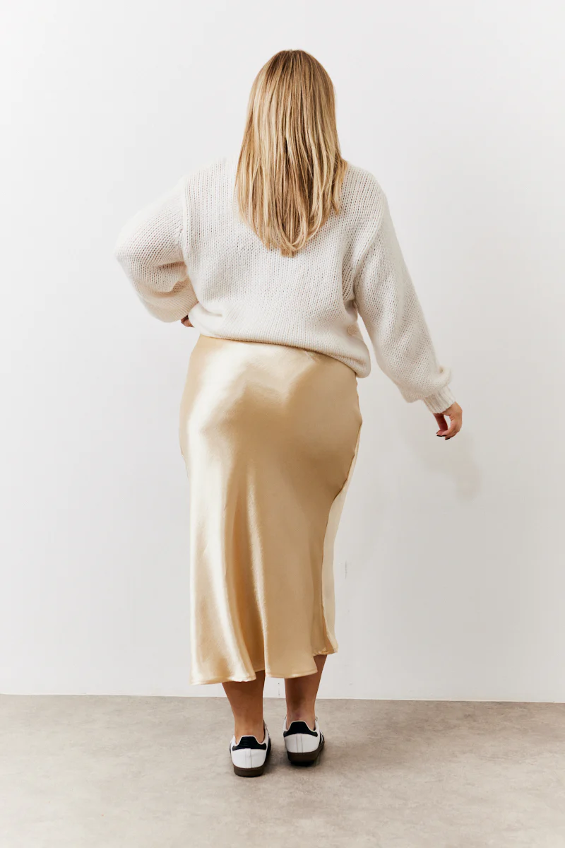 Gold Satin Midi Skirt - Image 7