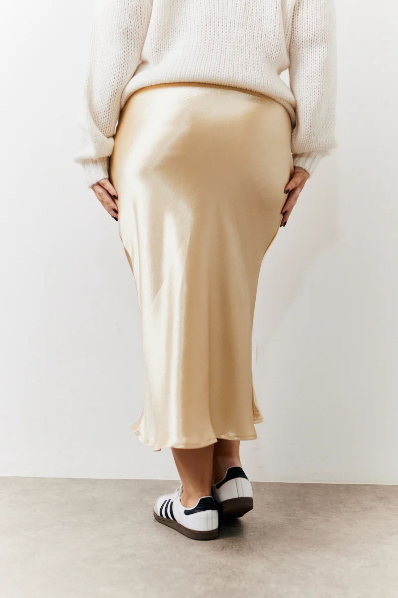 Gold Satin Midi Skirt - Image 8