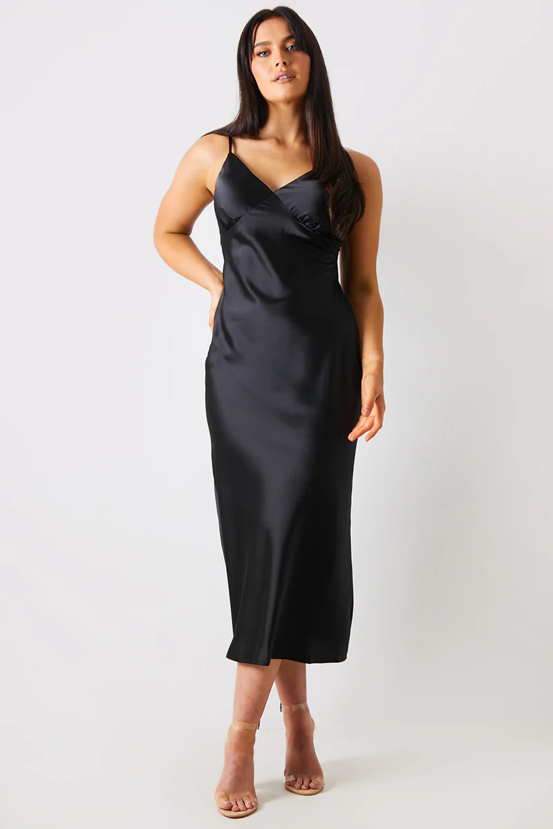 Satin Plunge Midaxi Dress