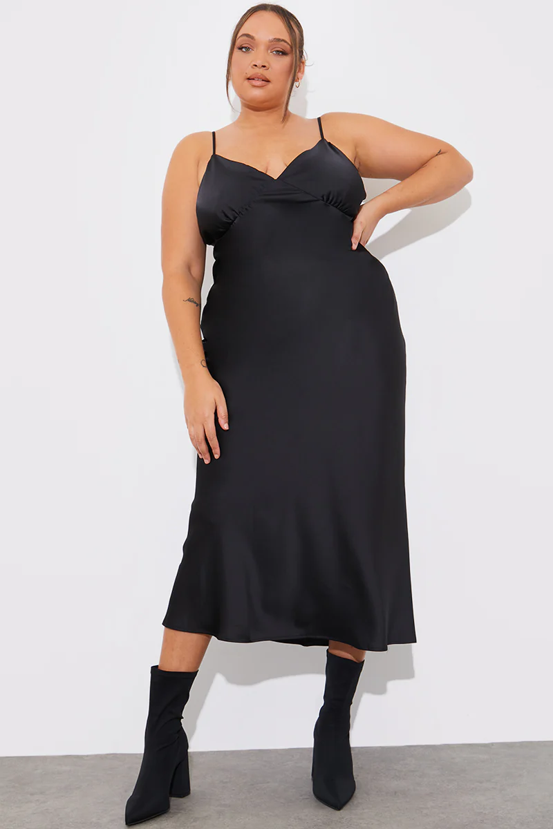 Satin Plunge Midaxi Dress - Image 15