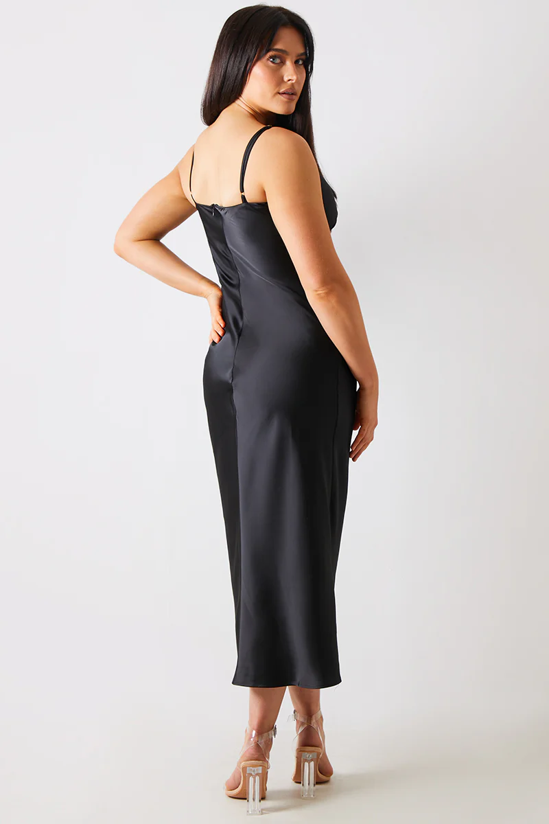 Satin Plunge Midaxi Dress - Image 3