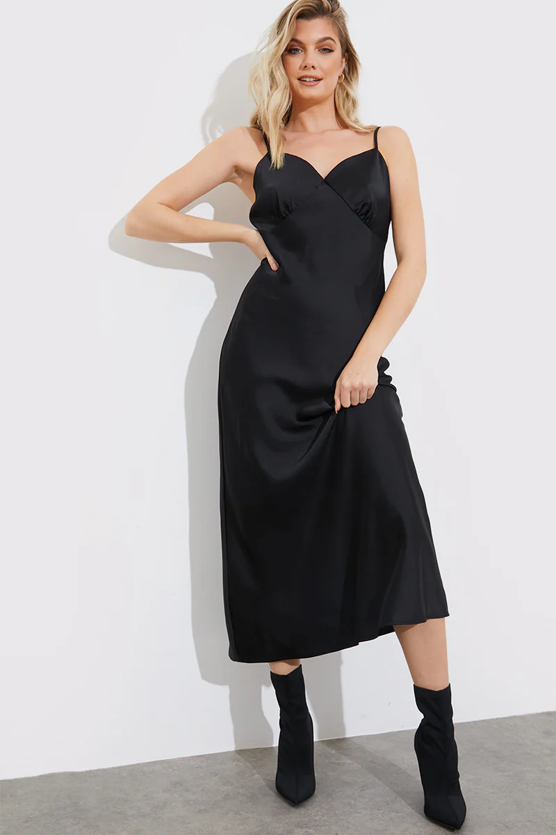 Satin Plunge Midaxi Dress - Image 4