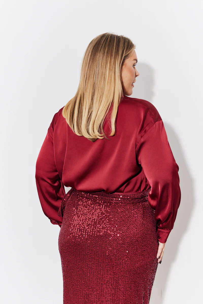 Burgundy Satin Shirt - Image 3