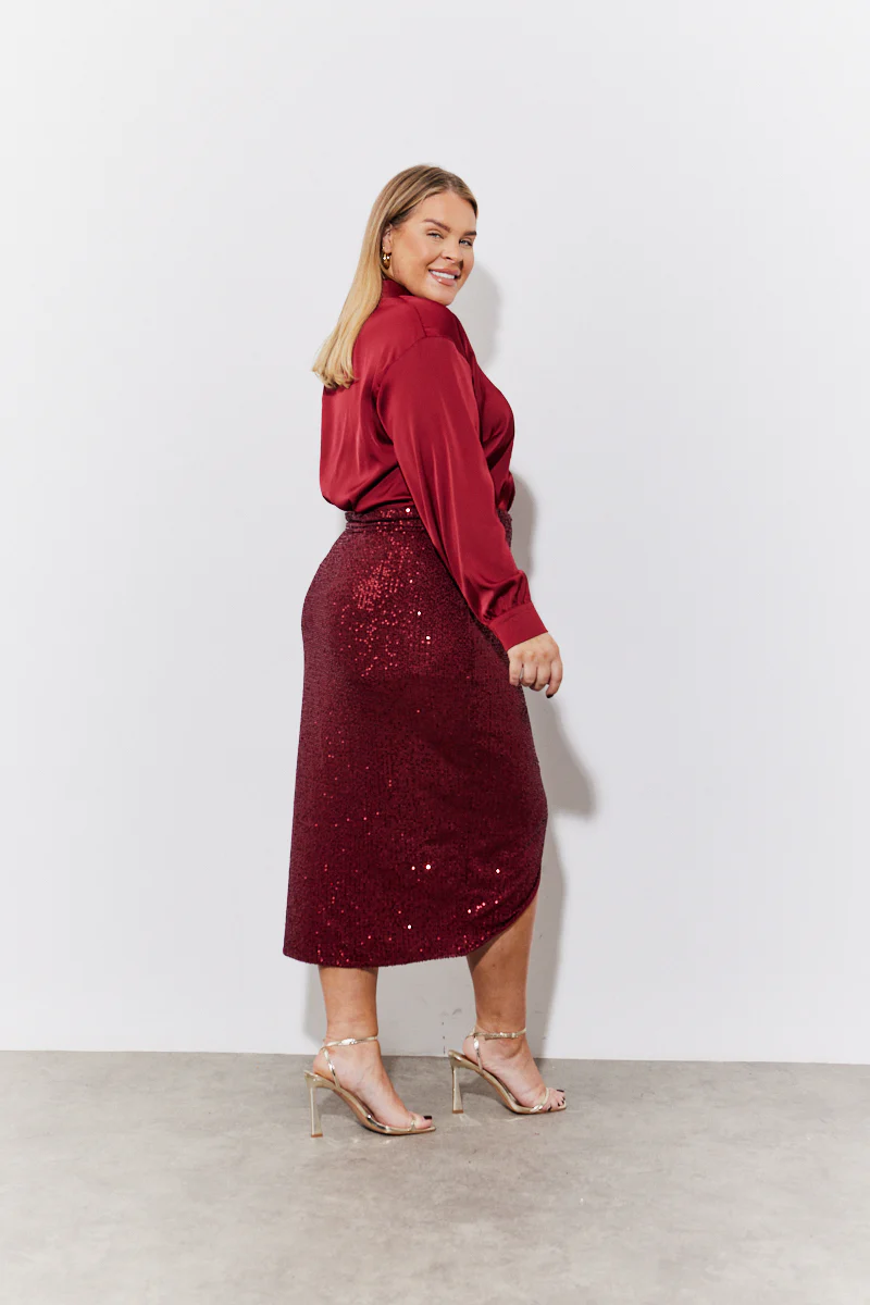 Burgundy Satin Shirt - Image 4