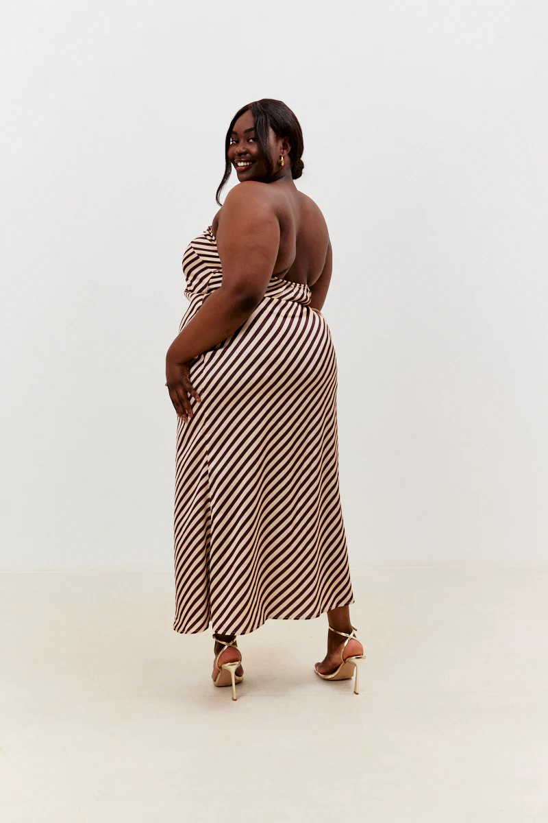 Satin Stripe Bandeau Maxi Dress - Image 10