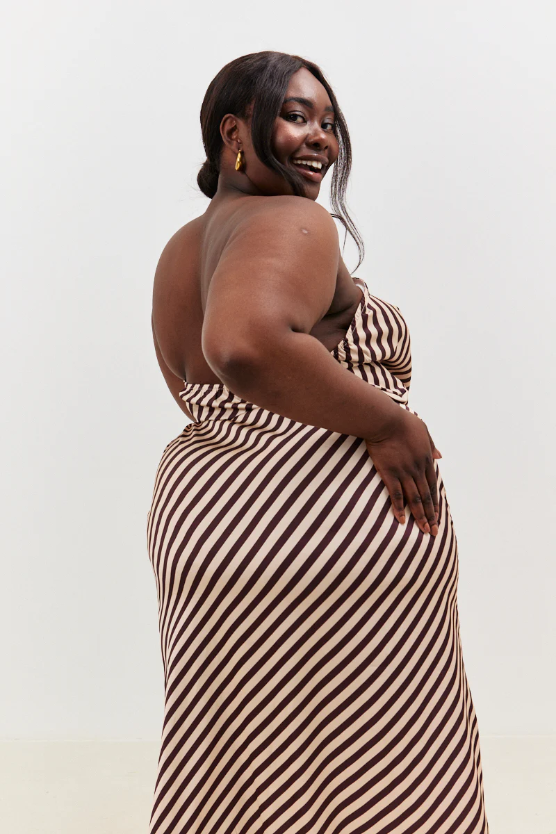 Satin Stripe Bandeau Maxi Dress - Image 9