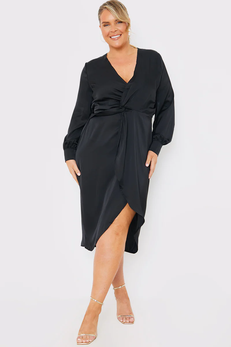 Satin Twist Waist Midi Dress - Image 6