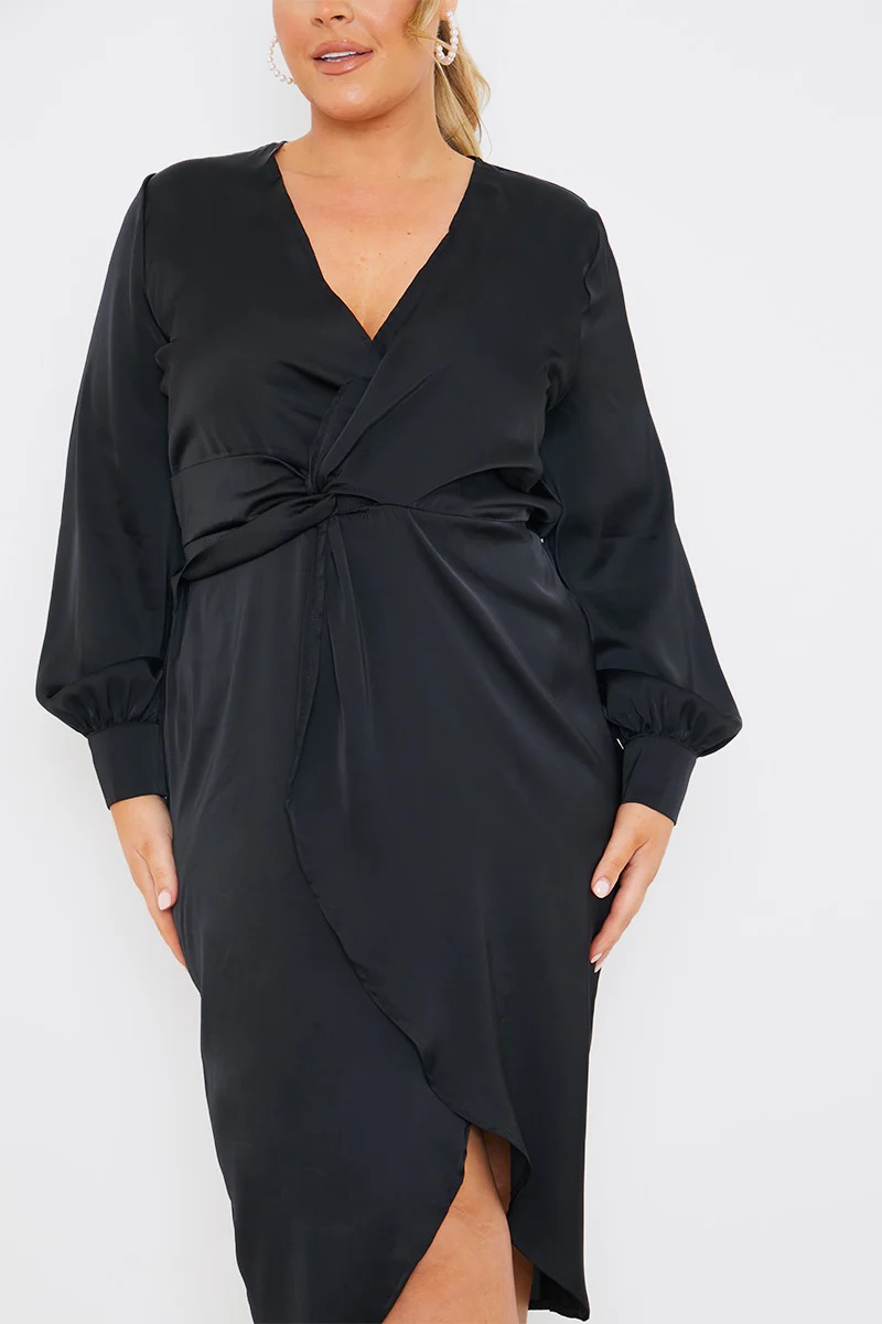Satin Twist Waist Midi Dress - Image 7