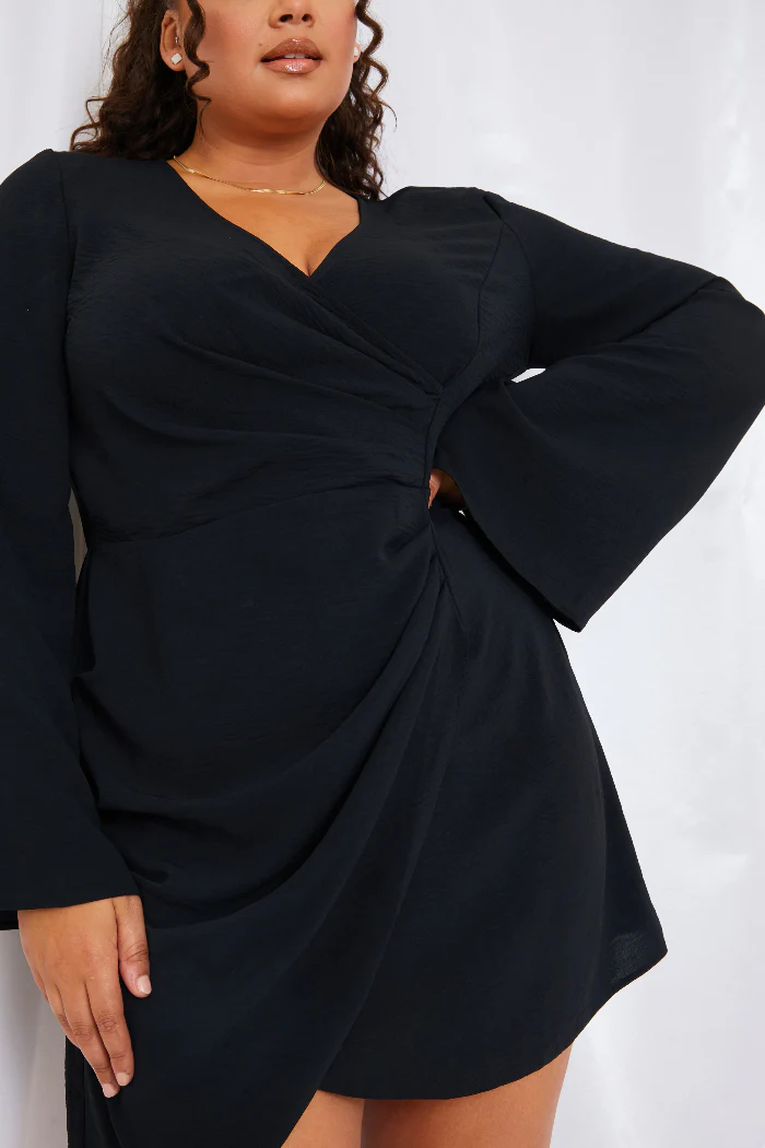 Satin Wrap Front Mini Dress - Image 21