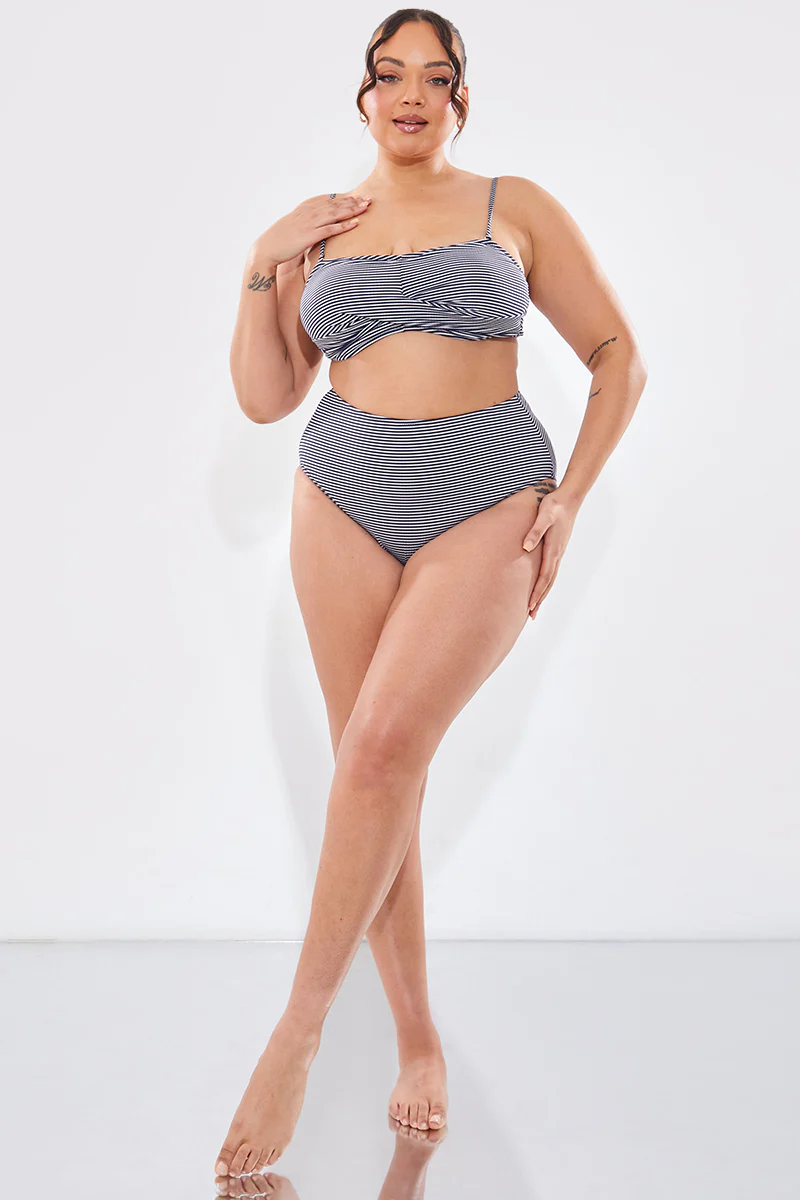 Sculpt And Control Stripe Waisted Full Coverage Bikini Bottom - Image 7