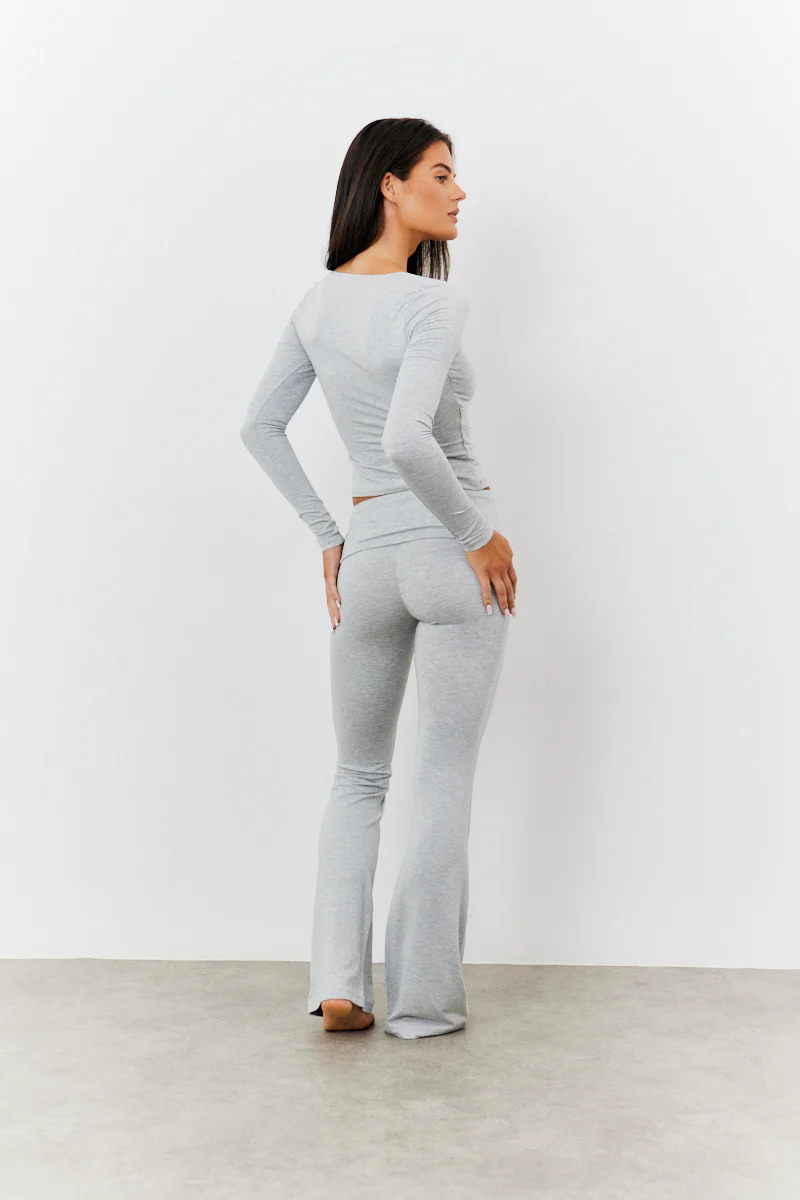 Sculpting Fold Over Waistband Flare Leg Trouser - Image 3