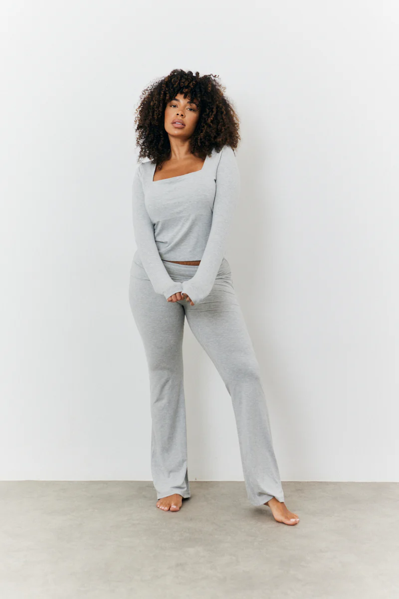 Sculpting Fold Over Waistband Flare Leg Trouser - Image 4