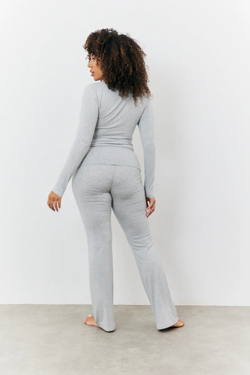 Sculpting Fold Over Waistband Flare Leg Trouser - Image 5