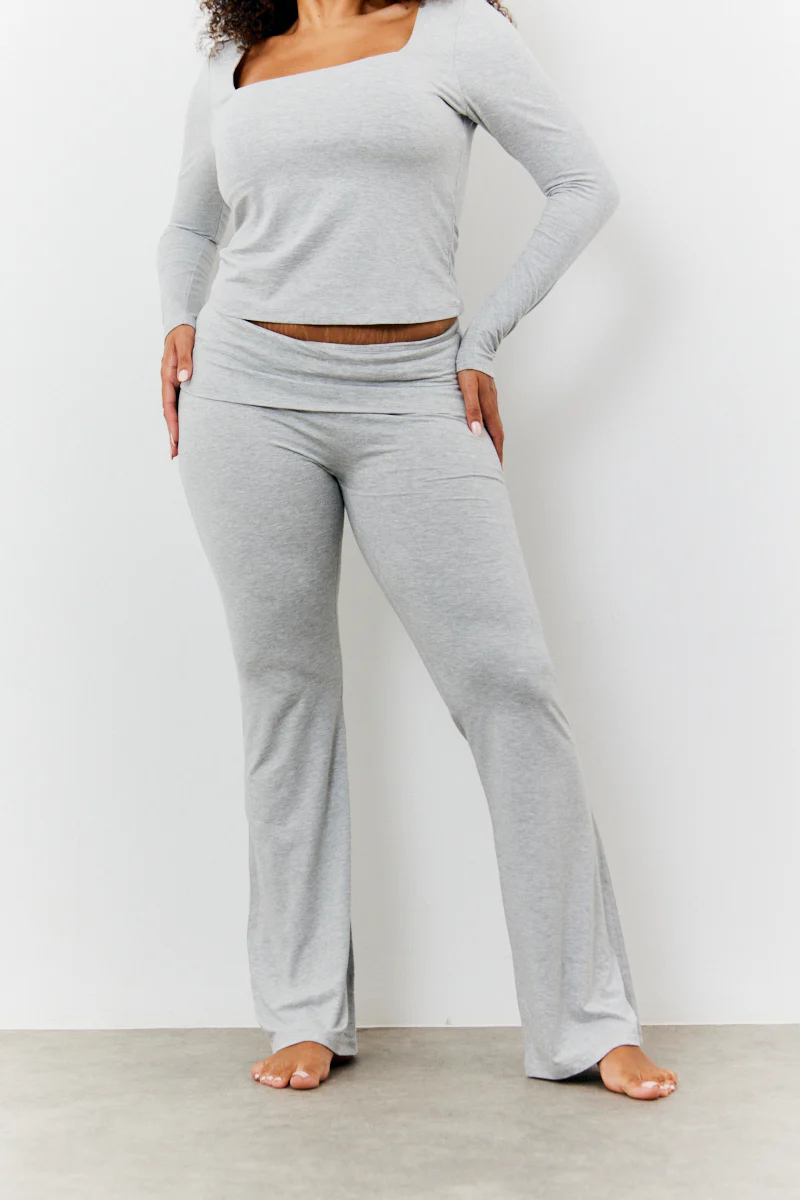 Sculpting Fold Over Waistband Flare Leg Trouser - Image 7