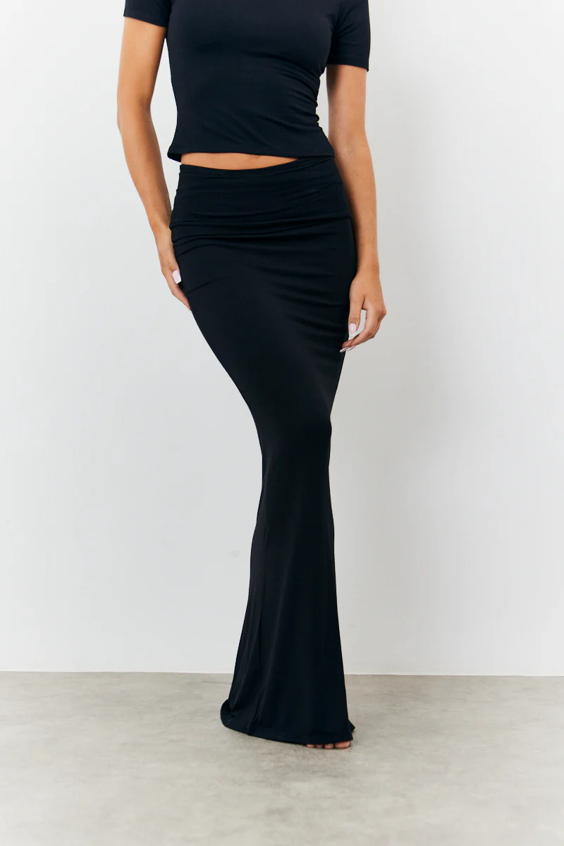 Sculpting Fold Over Waistband Maxi Skirt - Image 2