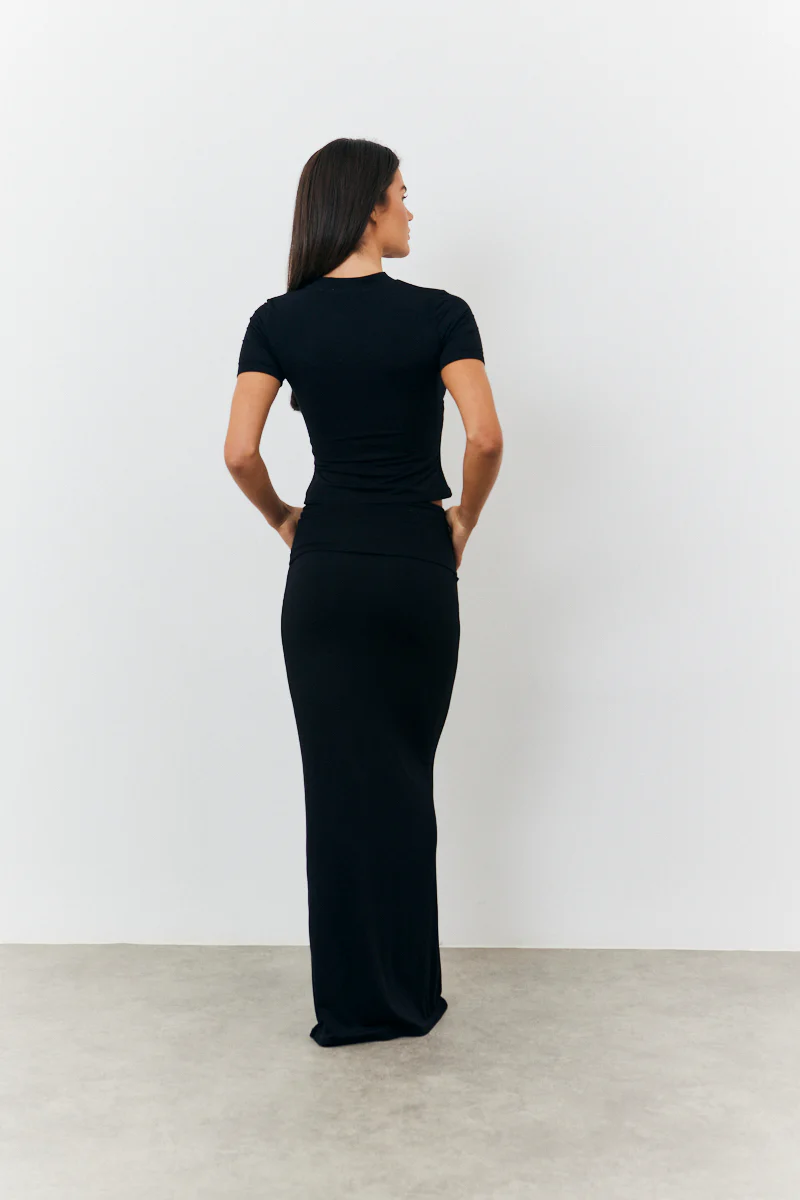 Sculpting Fold Over Waistband Maxi Skirt - Image 3