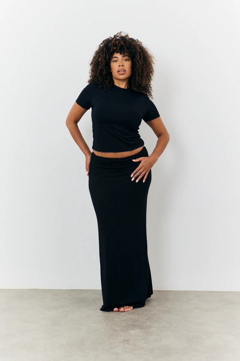 Sculpting Fold Over Waistband Maxi Skirt - Image 4