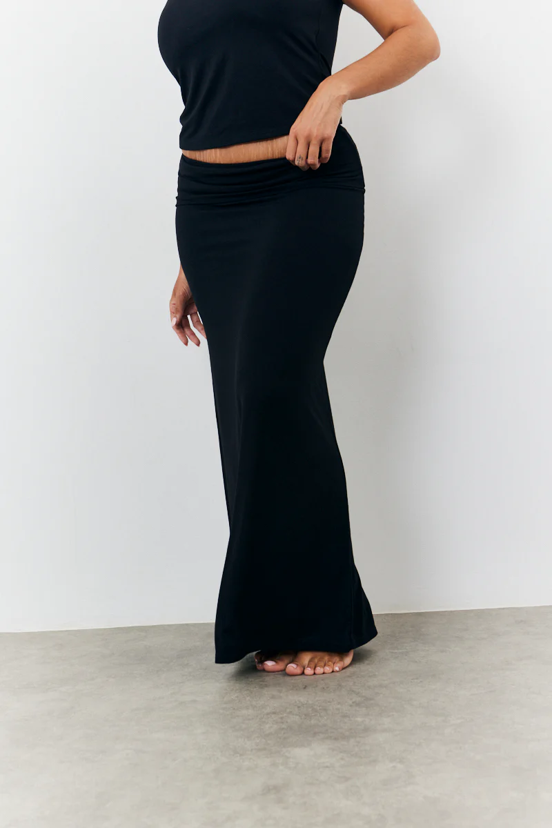 Sculpting Fold Over Waistband Maxi Skirt - Image 5