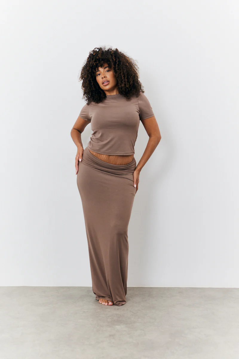 Sculpting Fold Over Waistband Maxi Skirt - Image 5