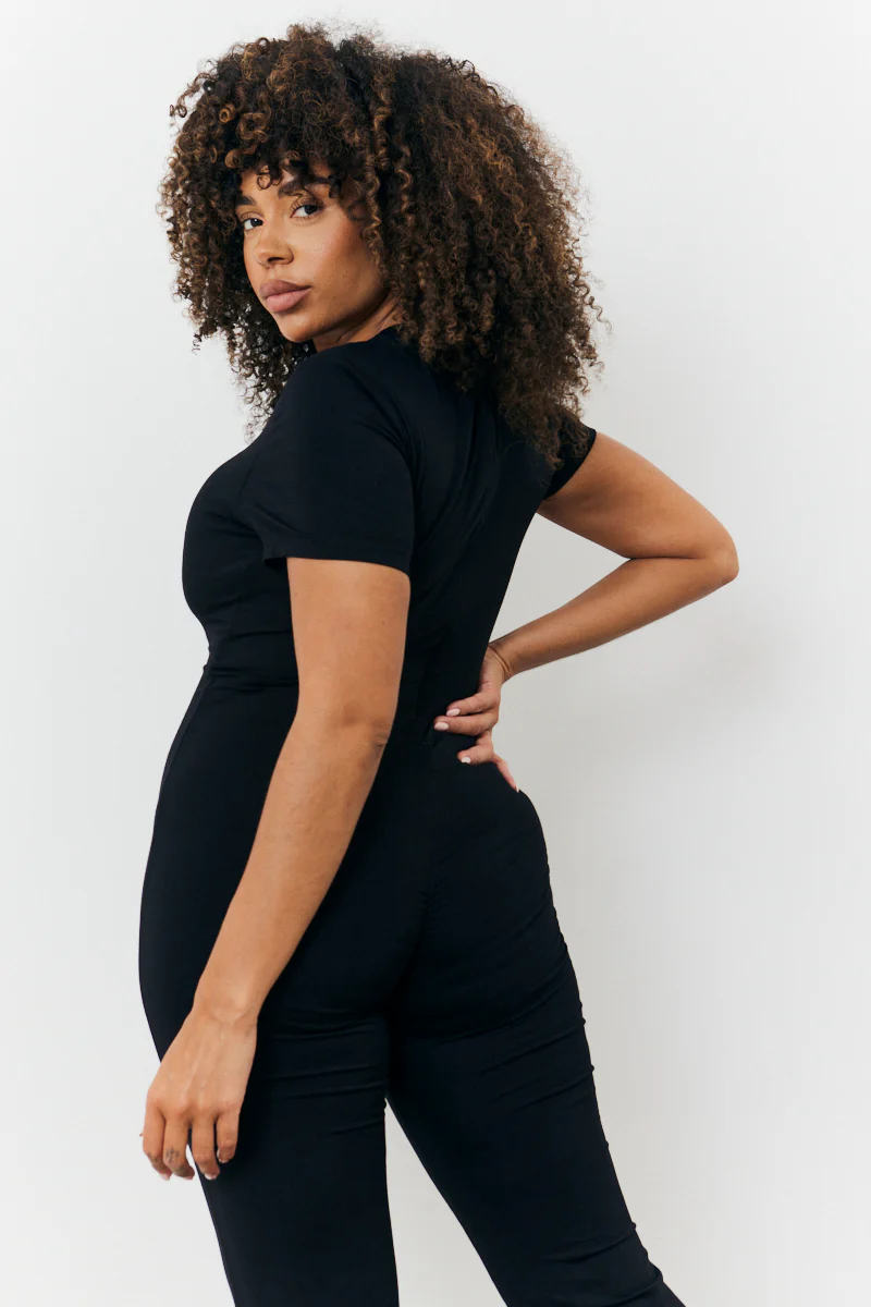 Sculpting Short Sleeve Wide Leg Jumpsuit - Image 7
