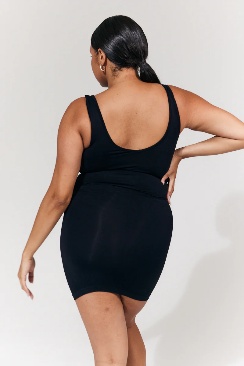 Seamless Plunge Neck Snatched Shapewear Mini Dress - Image 4