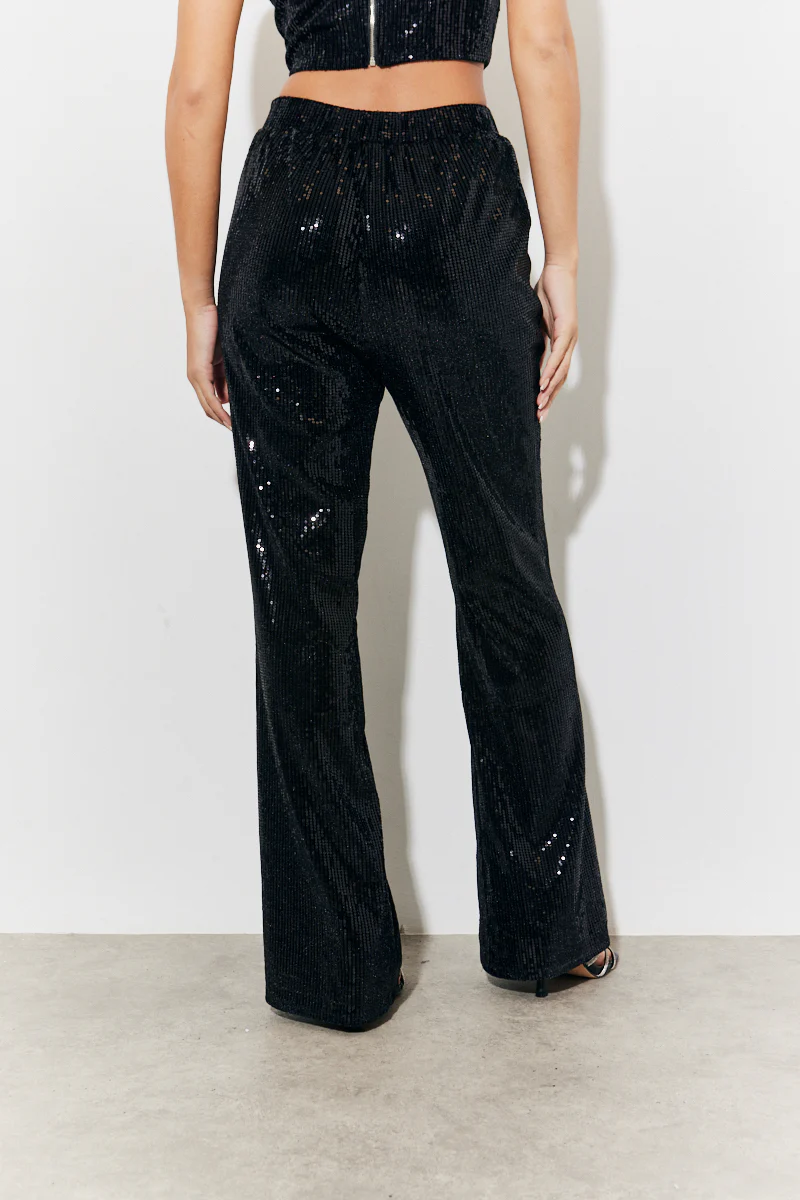 Velvet Sequin Fit and Flare Co-Ord Trouser - Image 4