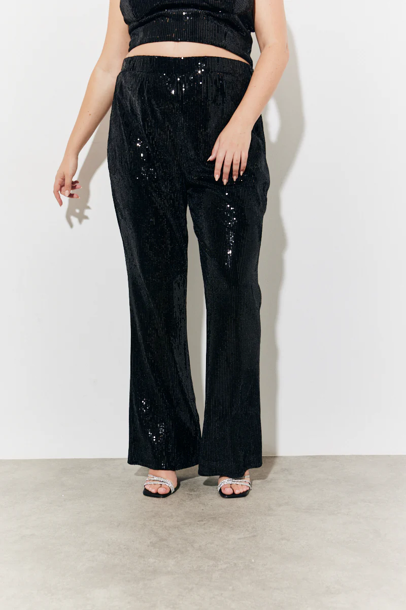 Velvet Sequin Fit and Flare Co-Ord Trouser - Image 6