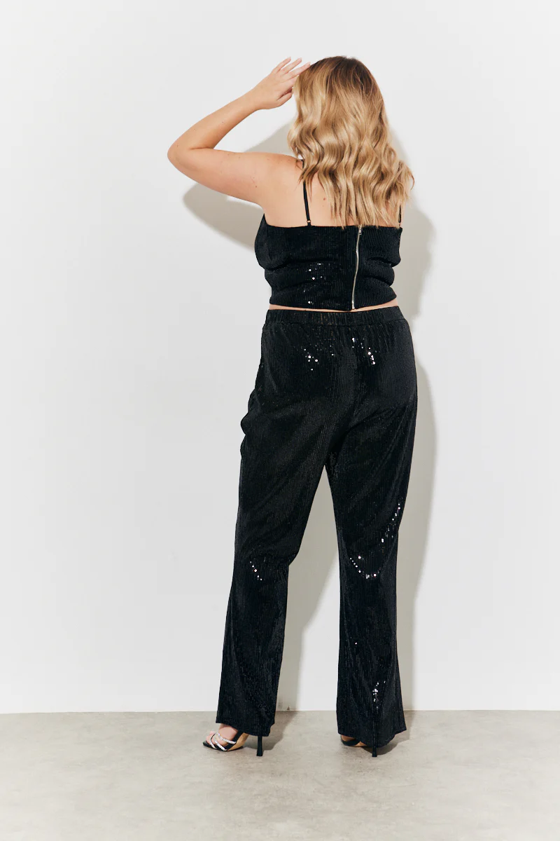 Velvet Sequin Fit and Flare Co-Ord Trouser - Image 7