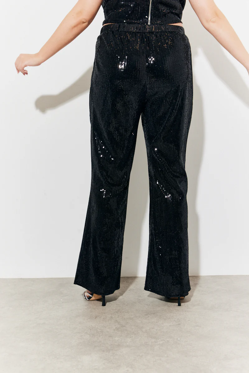 Velvet Sequin Fit and Flare Co-Ord Trouser - Image 8