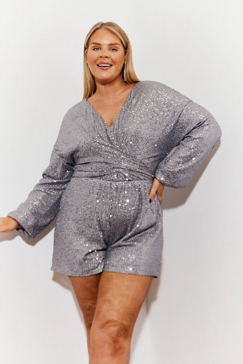 Sequin Multi Front Knot Playsuit - Image 5