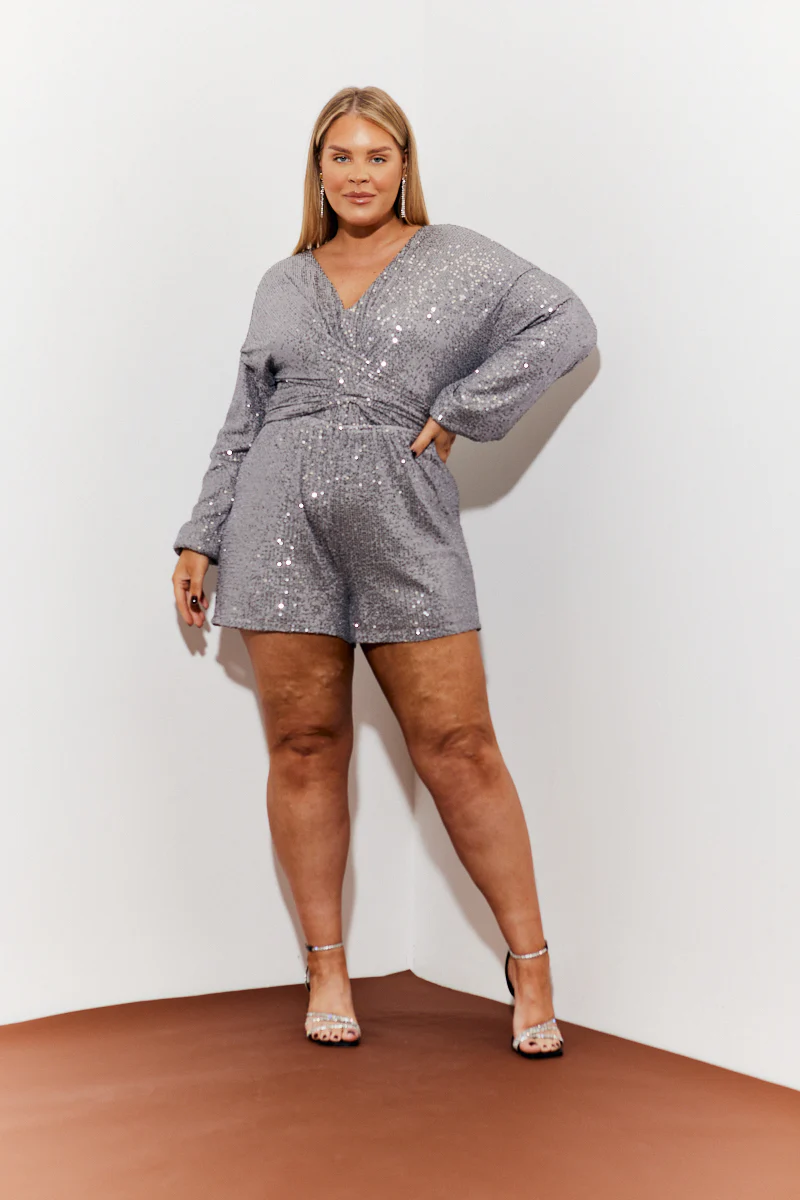 Sequin Multi Front Knot Playsuit - Image 6
