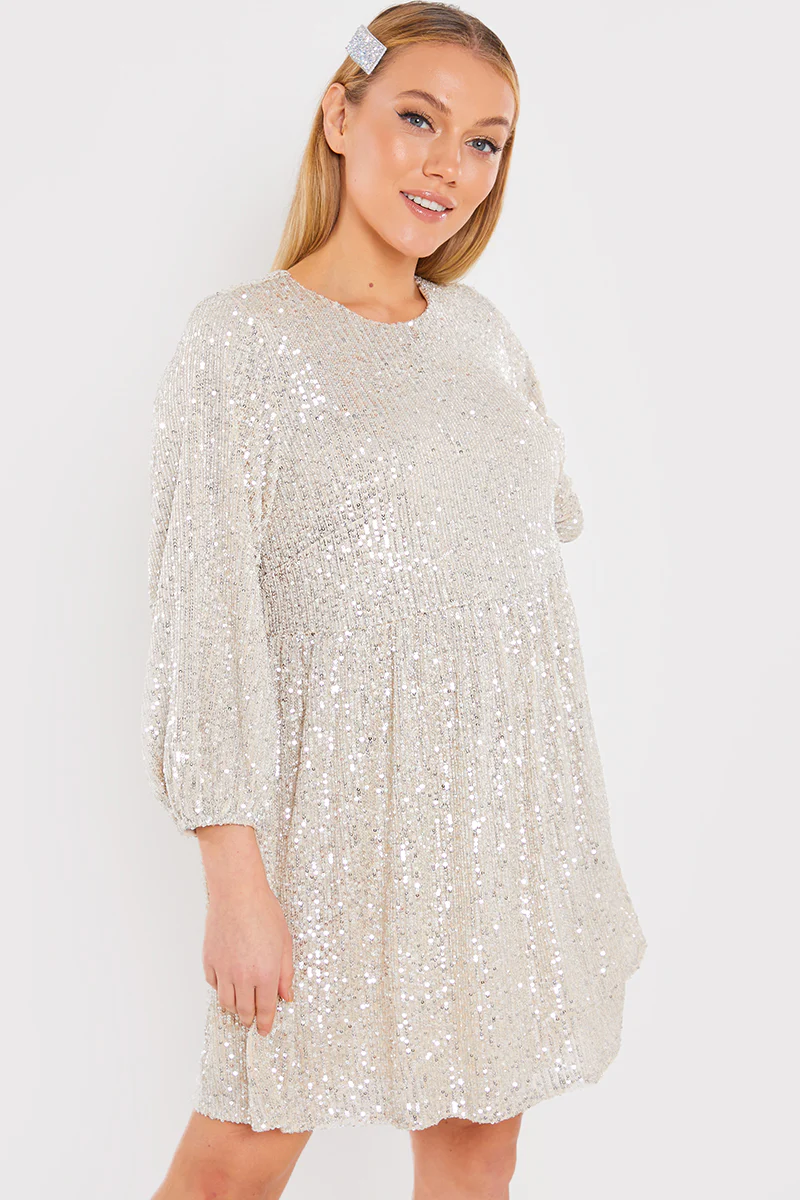 Sequin Smock Mini Dress - Image 16
