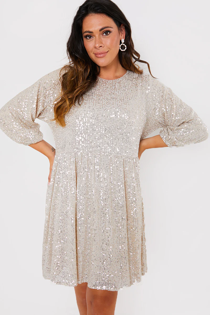 Sequin Smock Mini Dress - Image 18
