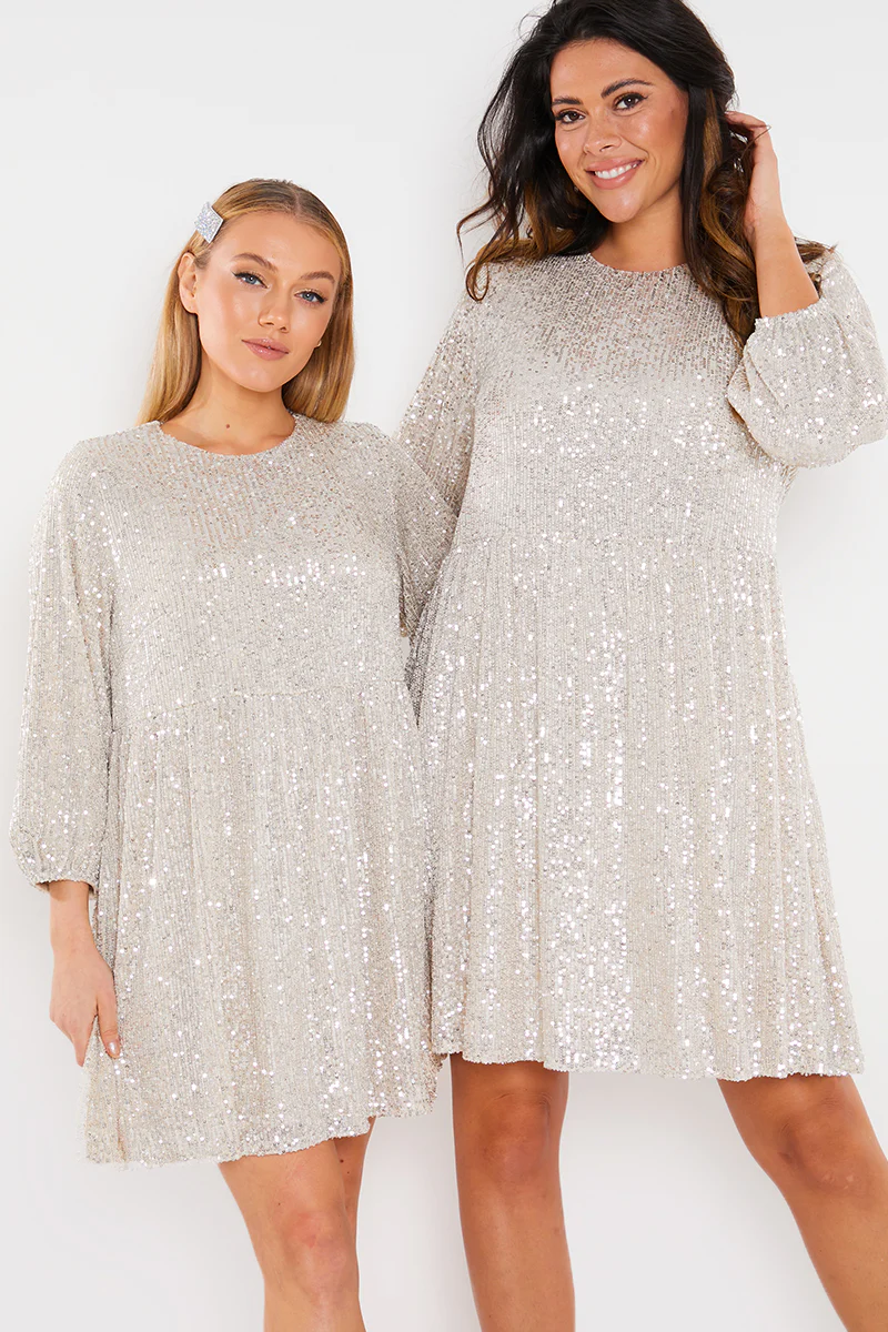 Sequin Smock Mini Dress - Image 22