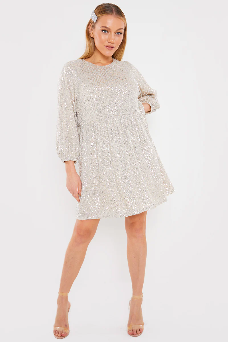 Sequin Smock Mini Dress - Image 23
