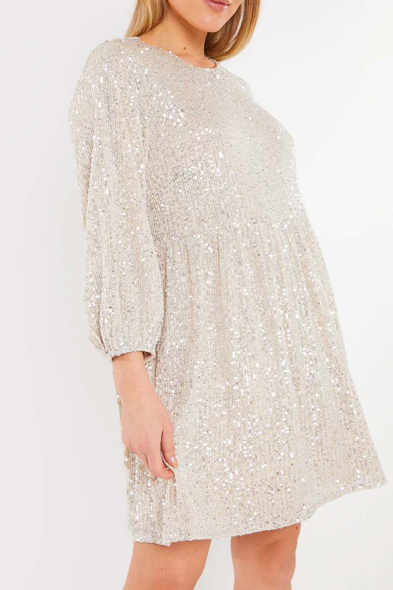 Sequin Smock Mini Dress - Image 24