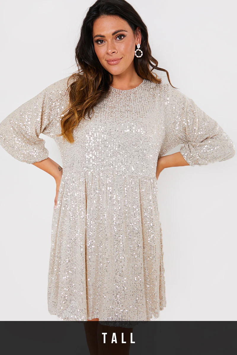 Sequin Smock Mini Dress - Image 26