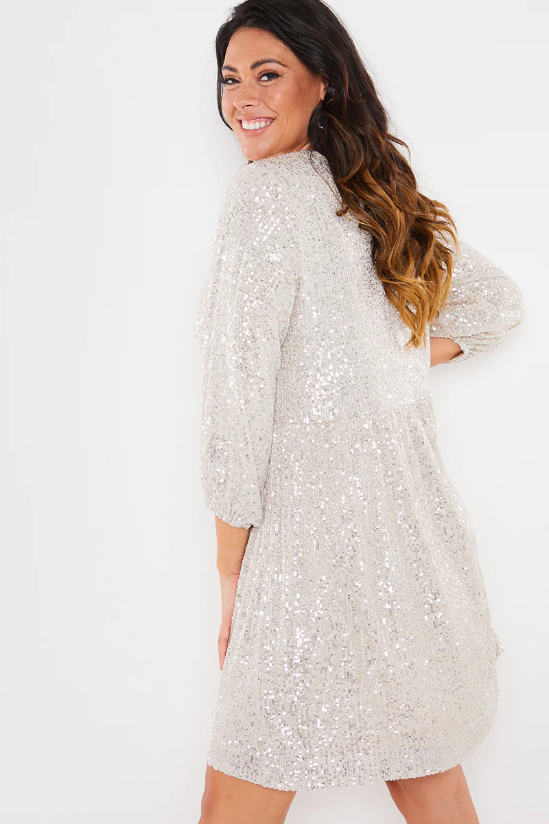 Sequin Smock Mini Dress - Image 29