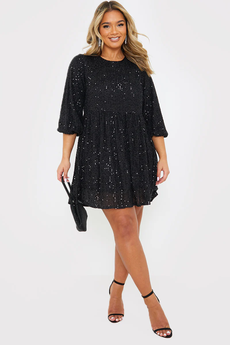 Sequin Smock Mini Dress - Image 9