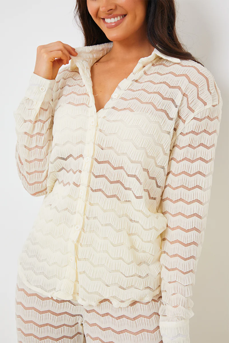 Sheered Chevron Oversized Shirt - Image 2