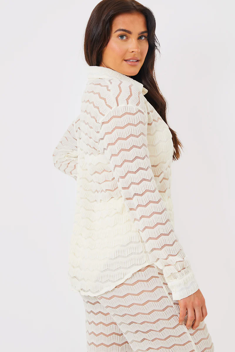 Sheered Chevron Oversized Shirt - Image 3