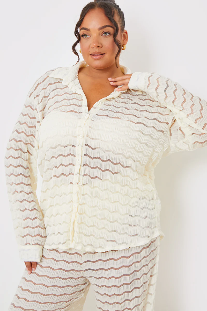 Sheered Chevron Oversized Shirt - Image 4