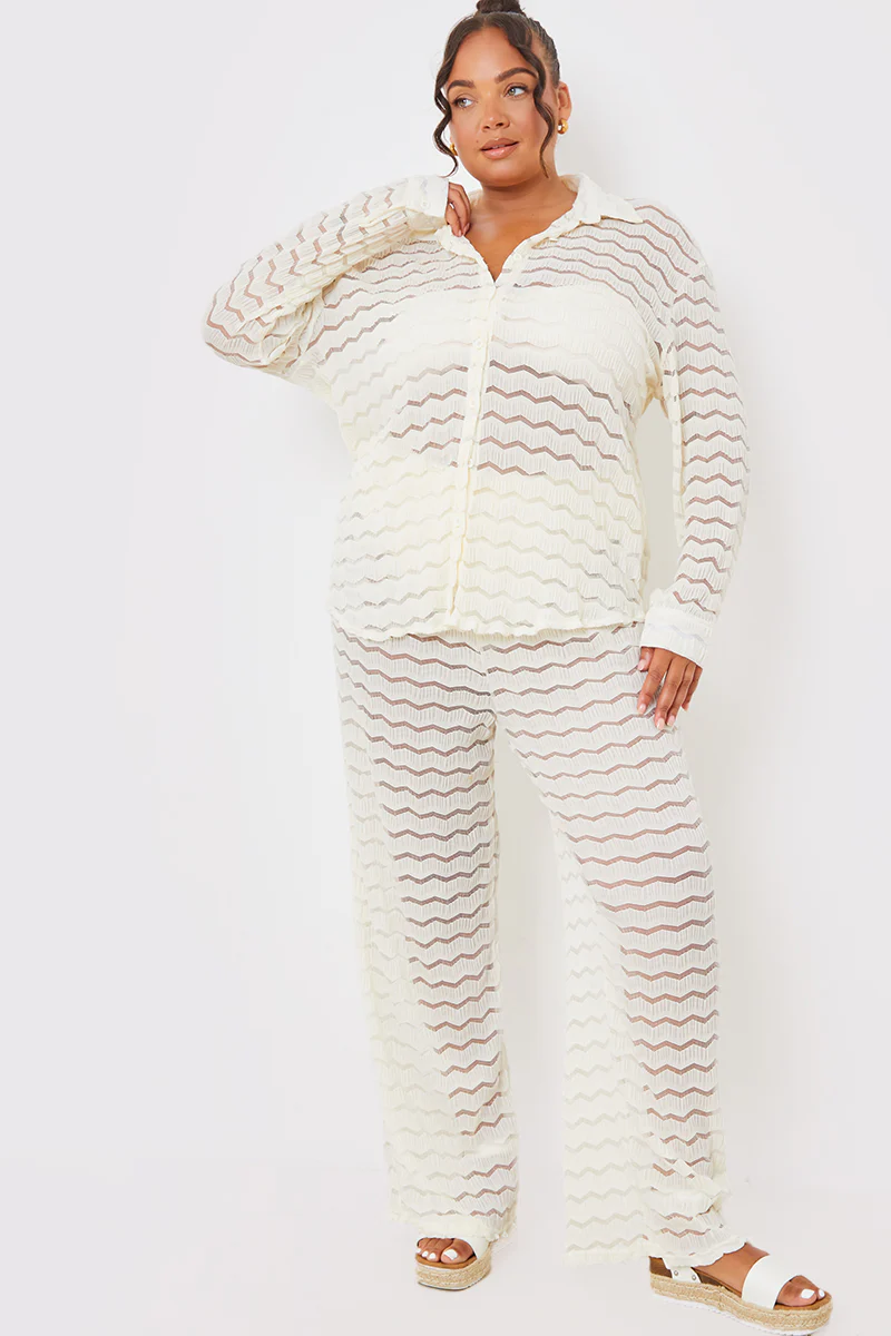 Sheered Chevron Oversized Shirt - Image 5