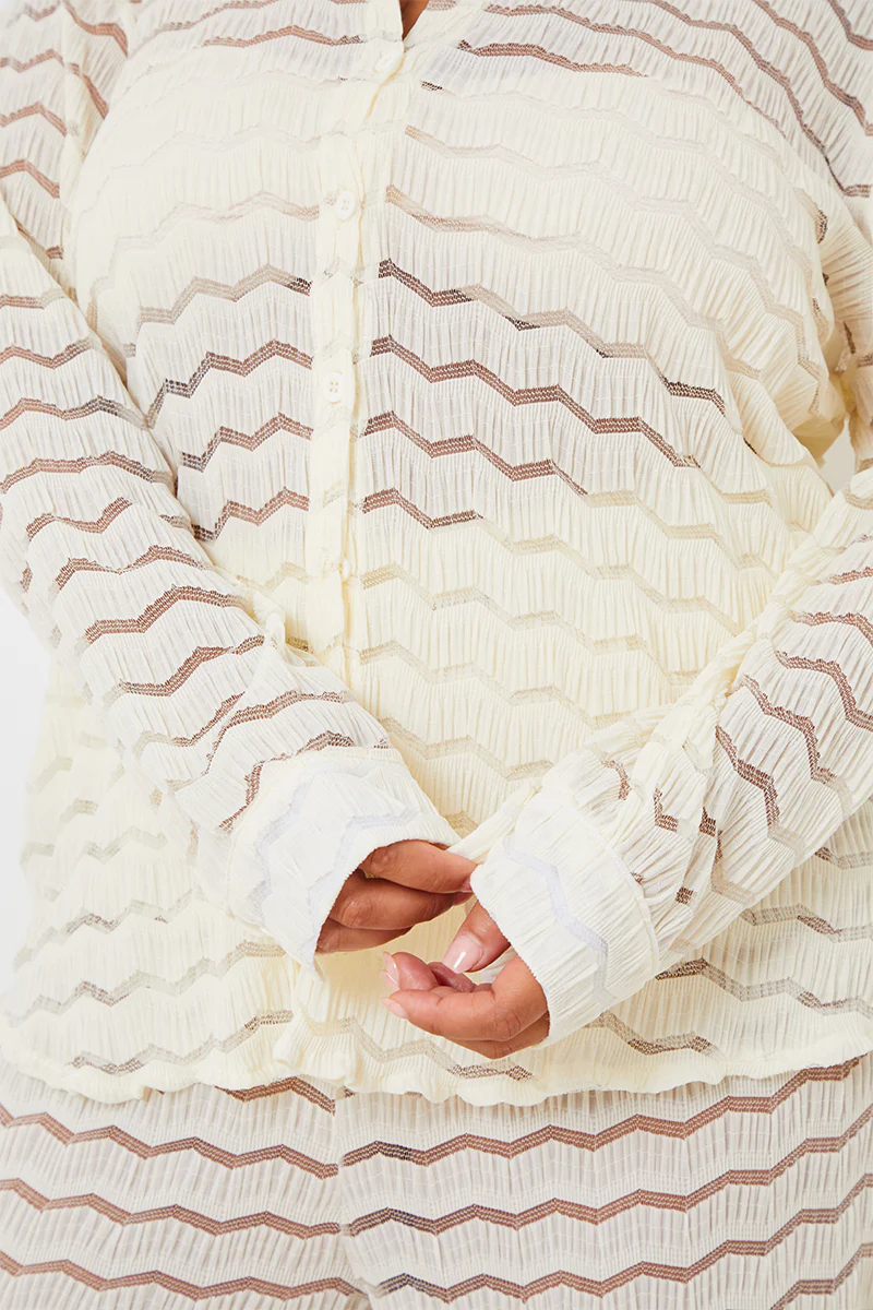 Sheered Chevron Oversized Shirt - Image 6