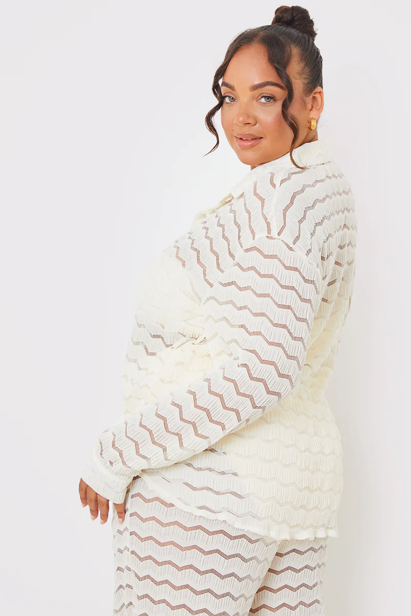 Sheered Chevron Oversized Shirt - Image 7
