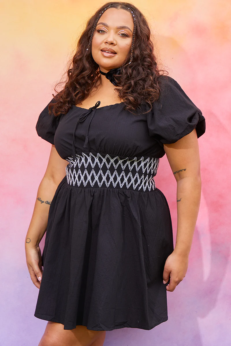 Short Sleeve Milkmaid Dress With Embroidery Detail - Image 5