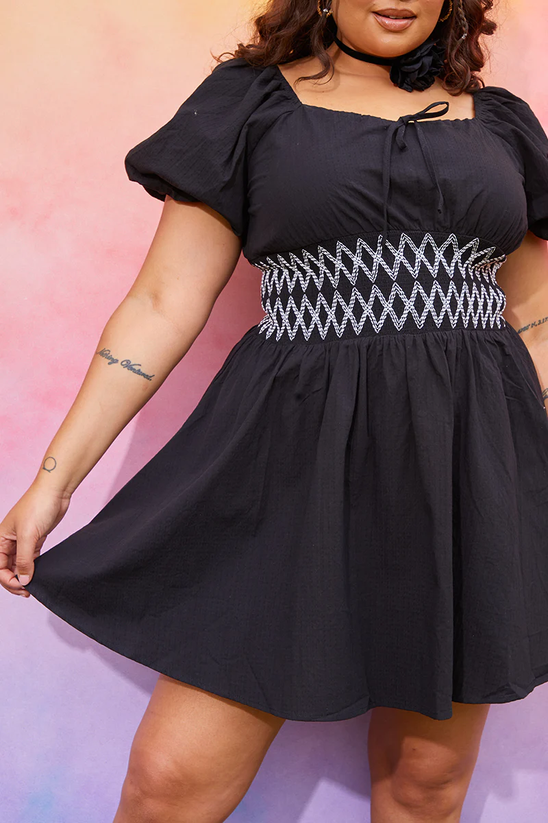 Short Sleeve Milkmaid Dress With Embroidery Detail - Image 7